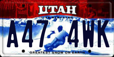 UT license plate A474WK