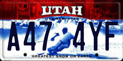 UT license plate A474YF
