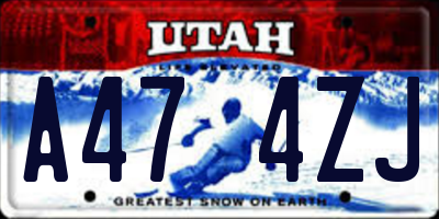 UT license plate A474ZJ