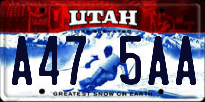 UT license plate A475AA
