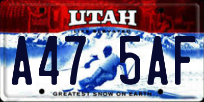 UT license plate A475AF