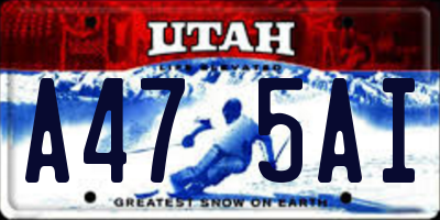 UT license plate A475AI