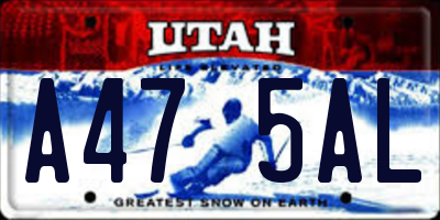 UT license plate A475AL