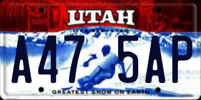 UT license plate A475AP