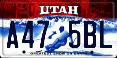 UT license plate A475BL