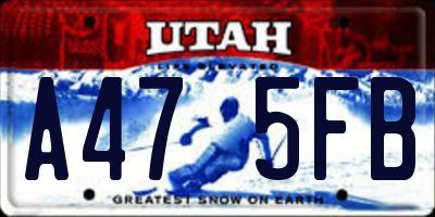 UT license plate A475FB