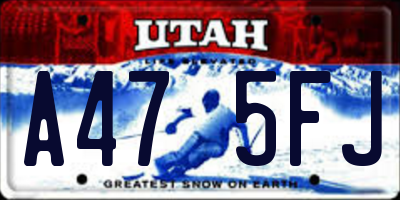 UT license plate A475FJ