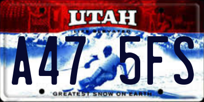 UT license plate A475FS
