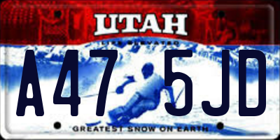 UT license plate A475JD