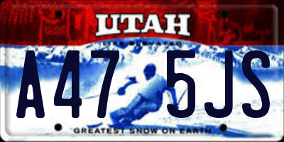 UT license plate A475JS