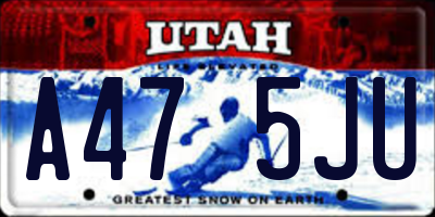 UT license plate A475JU