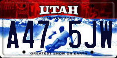 UT license plate A475JW