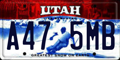 UT license plate A475MB