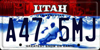 UT license plate A475MJ