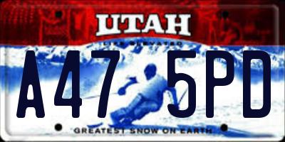 UT license plate A475PD