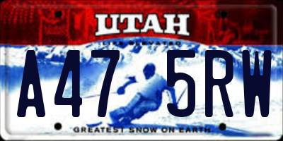 UT license plate A475RW