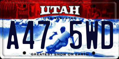 UT license plate A475WD