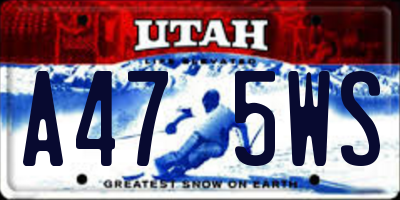 UT license plate A475WS