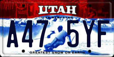 UT license plate A475YF