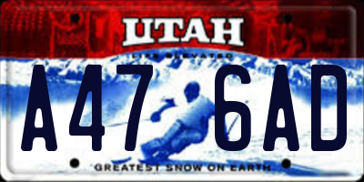 UT license plate A476AD