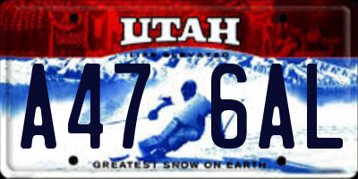 UT license plate A476AL