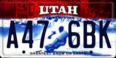 UT license plate A476BK