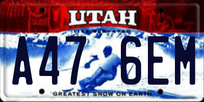 UT license plate A476EM