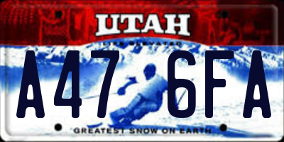 UT license plate A476FA