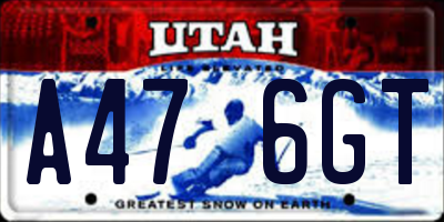 UT license plate A476GT