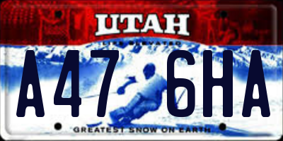 UT license plate A476HA
