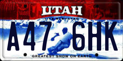 UT license plate A476HK