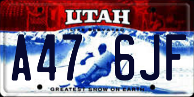 UT license plate A476JF