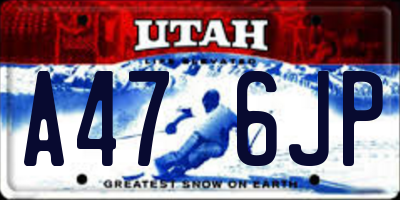 UT license plate A476JP