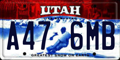 UT license plate A476MB