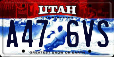 UT license plate A476VS