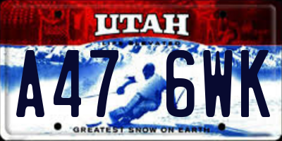 UT license plate A476WK