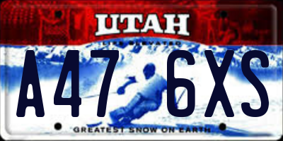 UT license plate A476XS