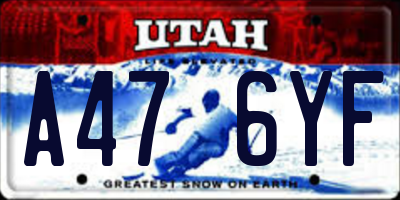 UT license plate A476YF