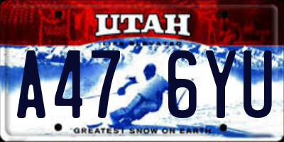 UT license plate A476YU