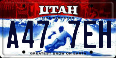 UT license plate A477EH