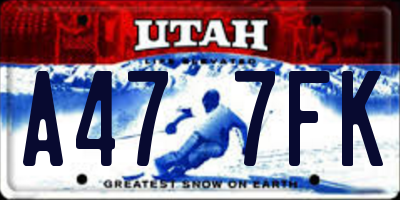 UT license plate A477FK