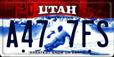 UT license plate A477FS