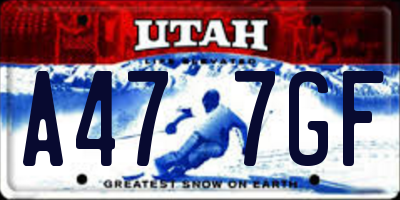 UT license plate A477GF