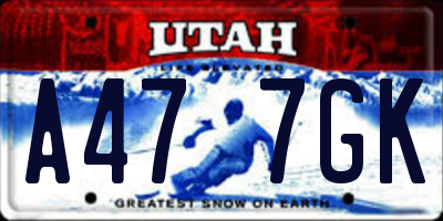 UT license plate A477GK