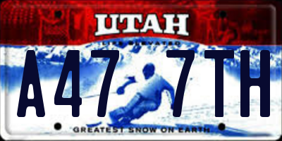 UT license plate A477TH