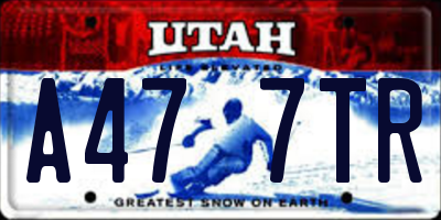 UT license plate A477TR