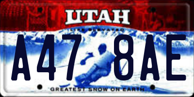 UT license plate A478AE