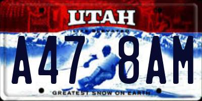 UT license plate A478AM