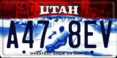 UT license plate A478EV