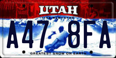 UT license plate A478FA